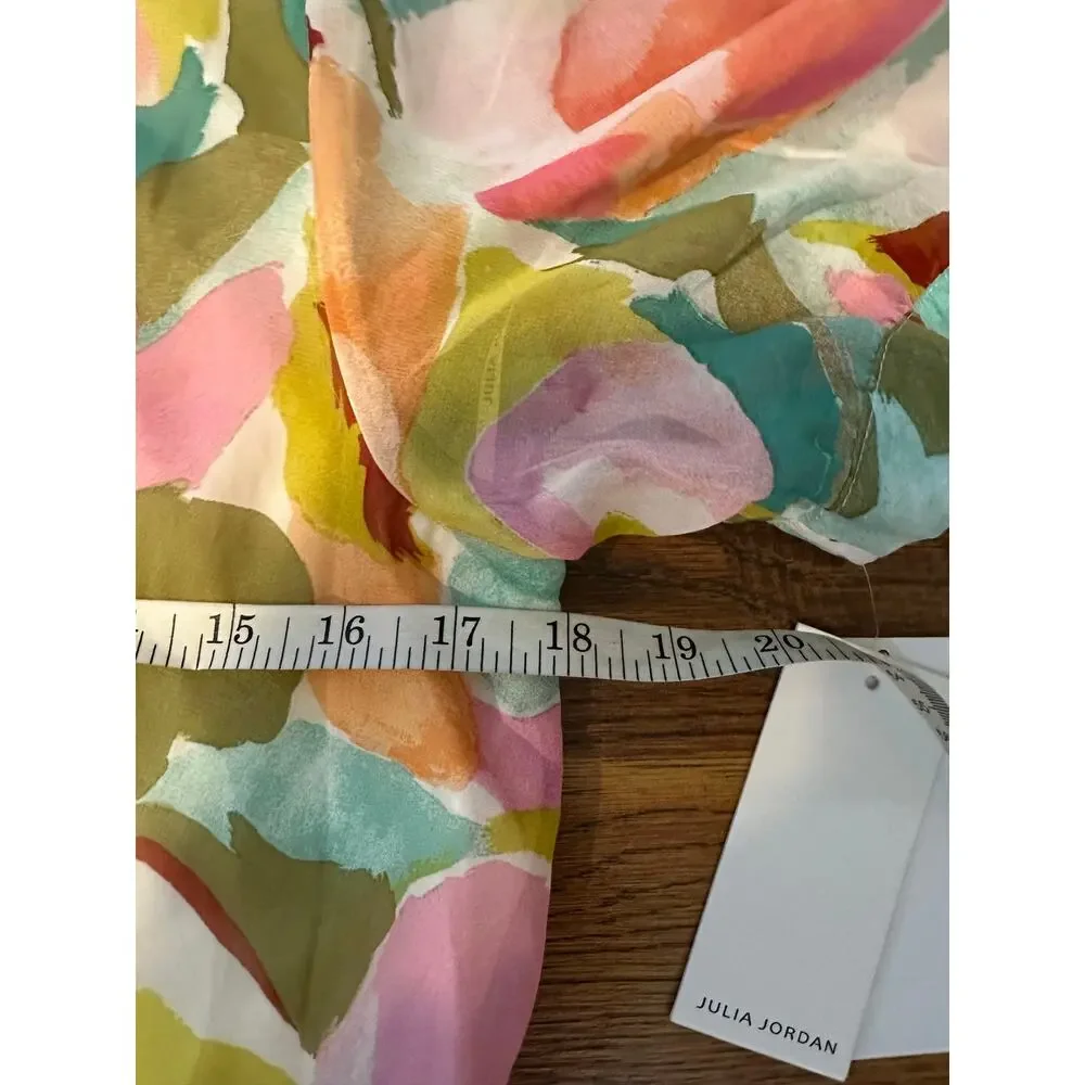 Julia Jordan Floral Puff Sleeve Midi Dress Chiffon Watercolor Women’s 10 NWT - Picture 11 of 12